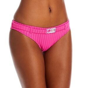 SOLID AND STRIPED RACHEL BELT SWIMSUIT SOLID RIB BOTTOM